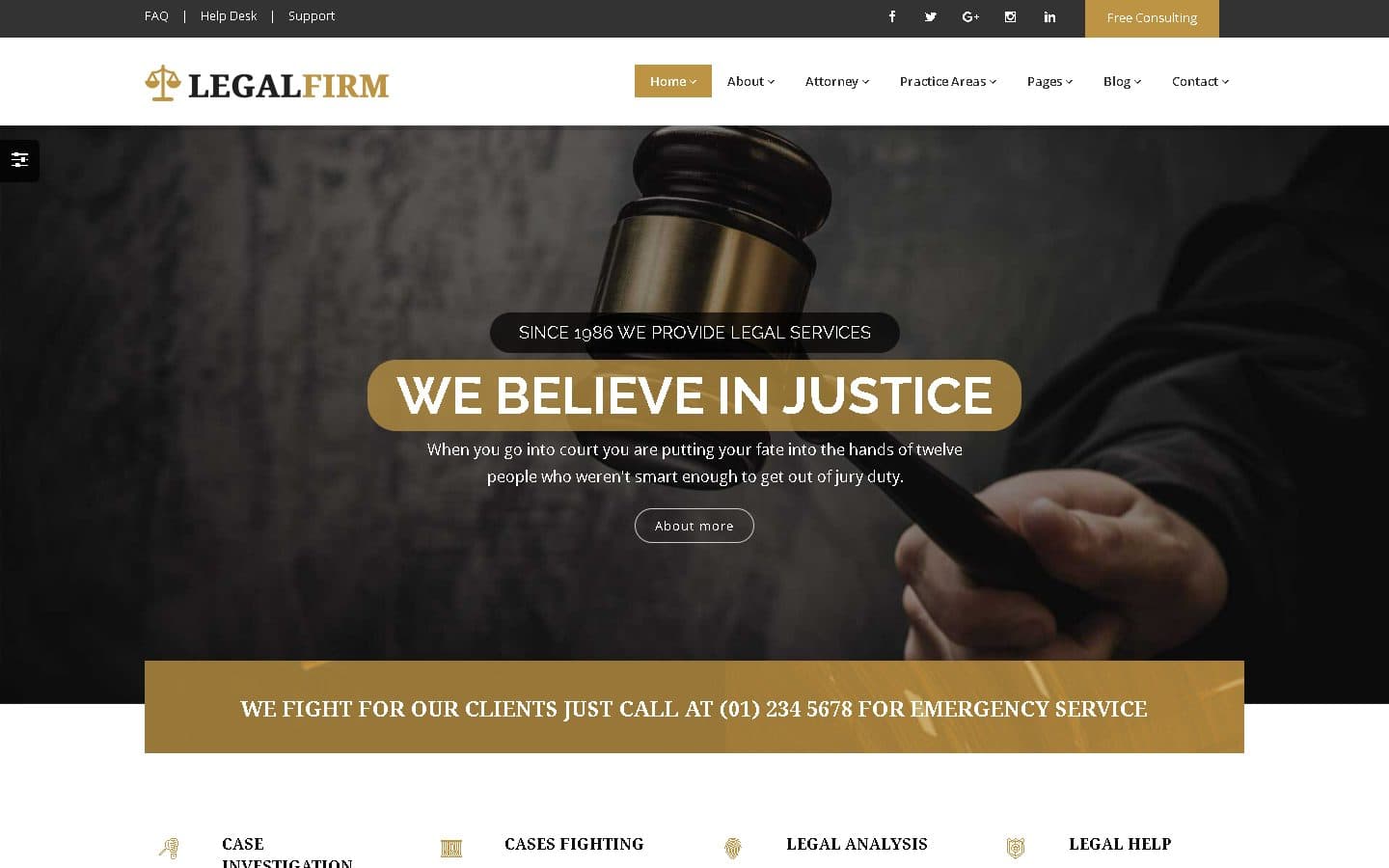 Example law firm website, Legal Firm: charcoal and gold, traditional serif