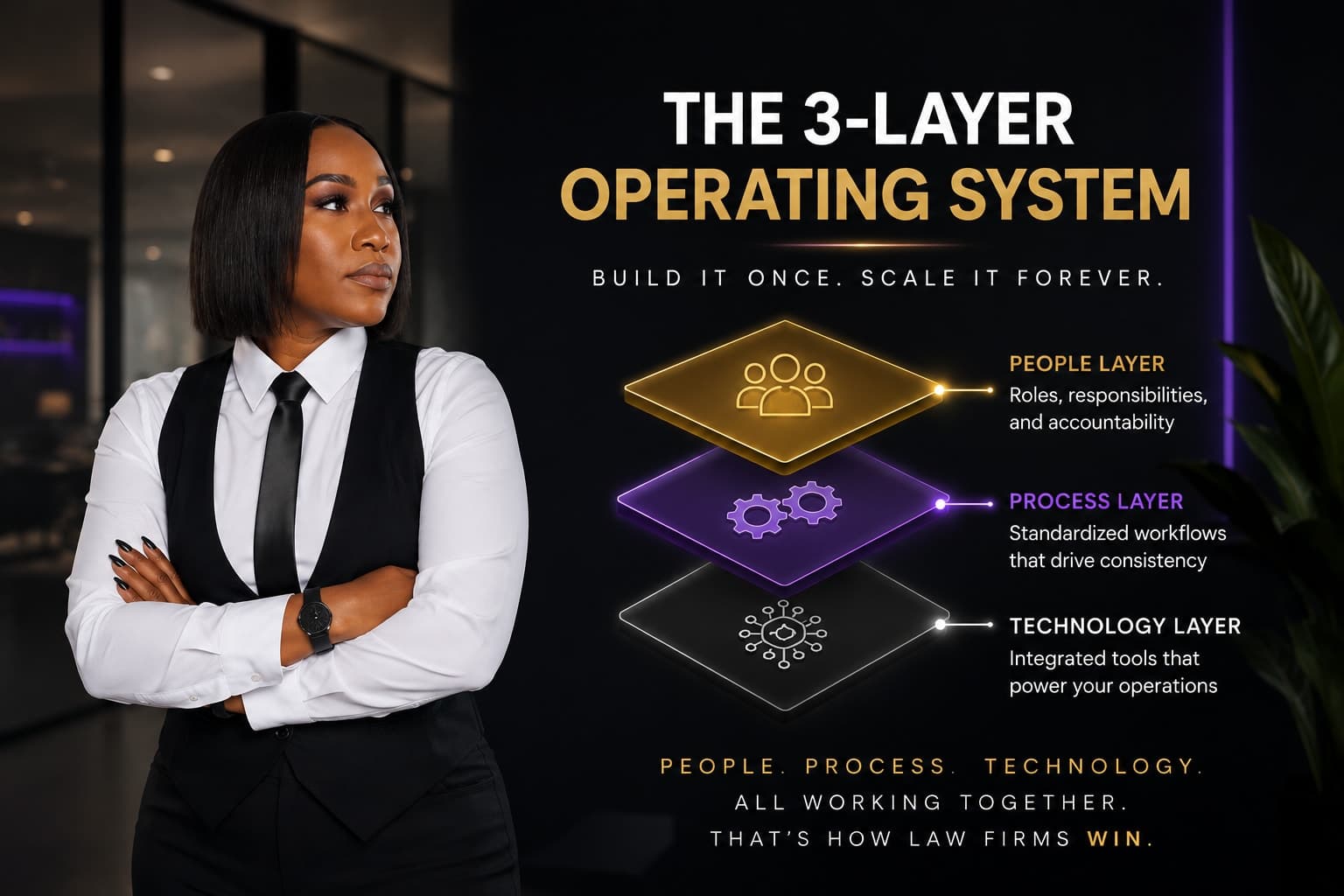 Teila Garraway explaining the 3-layer operating system for law firms