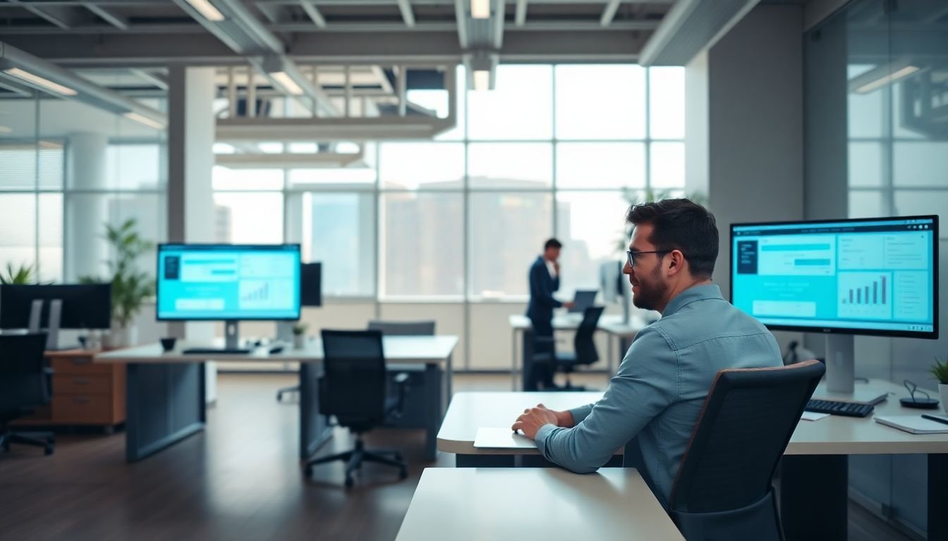A modern law office with sleek design and contemporary technology. A modern law office with sleek design and contemporary technology.